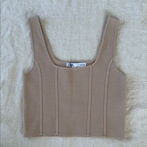 NWT Zara Beige Sleeveless Crop Top